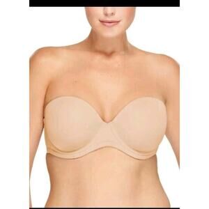 Wacoal Strapless Bra Size 34DDD Red Carpet Full Busted Underwire 854119 Nude